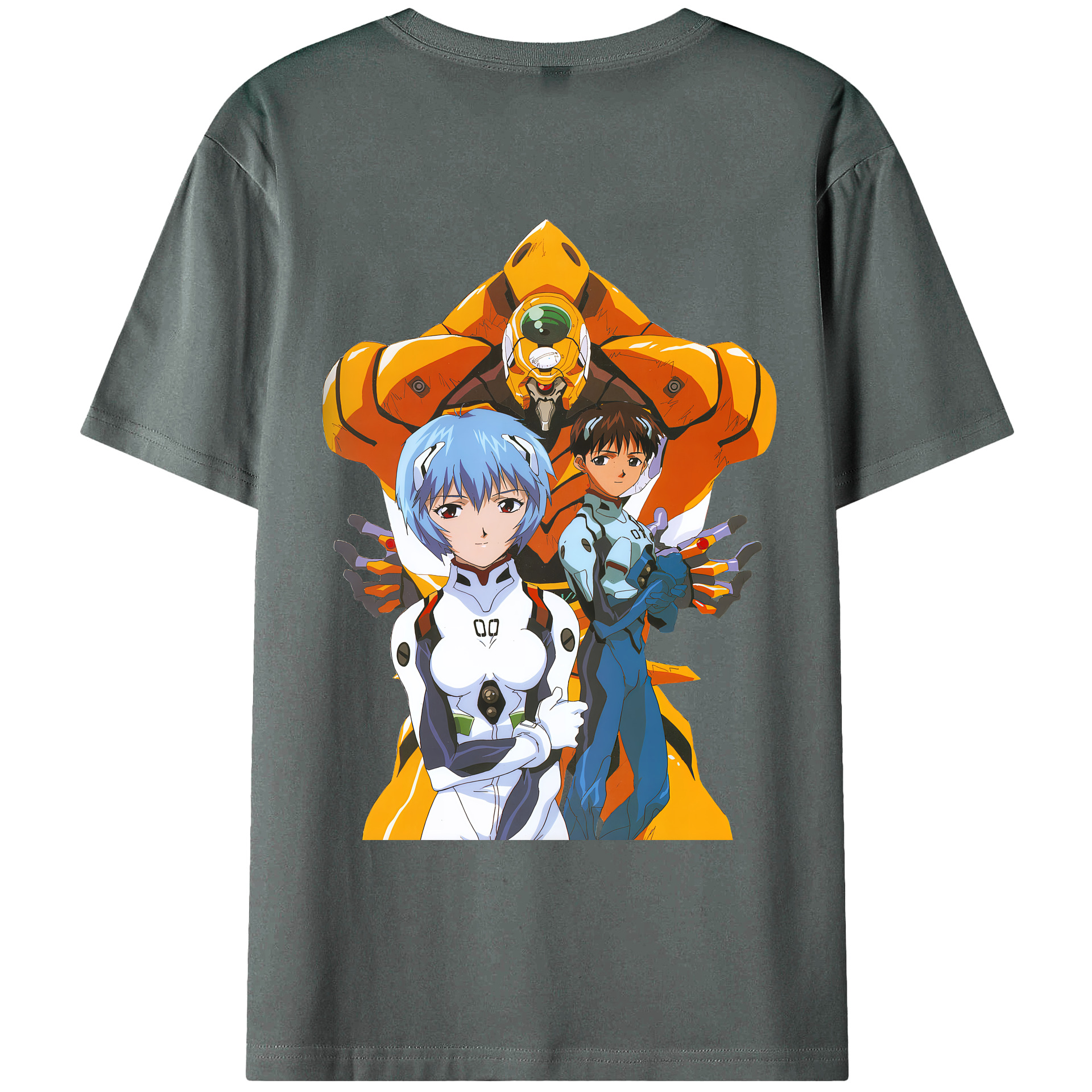 （画像用） EVA 新世紀エヴァンゲリオン 綿100％ メンズ半袖Tシャツ（バックプリント） 通気性